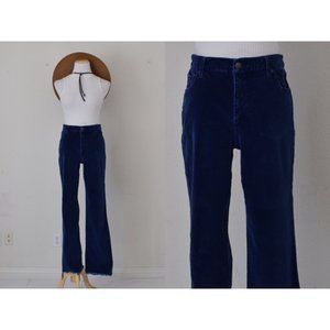 Vintage‎ 90s Blue Velvety Cotton-spandex Pants size 10T | 30 waist